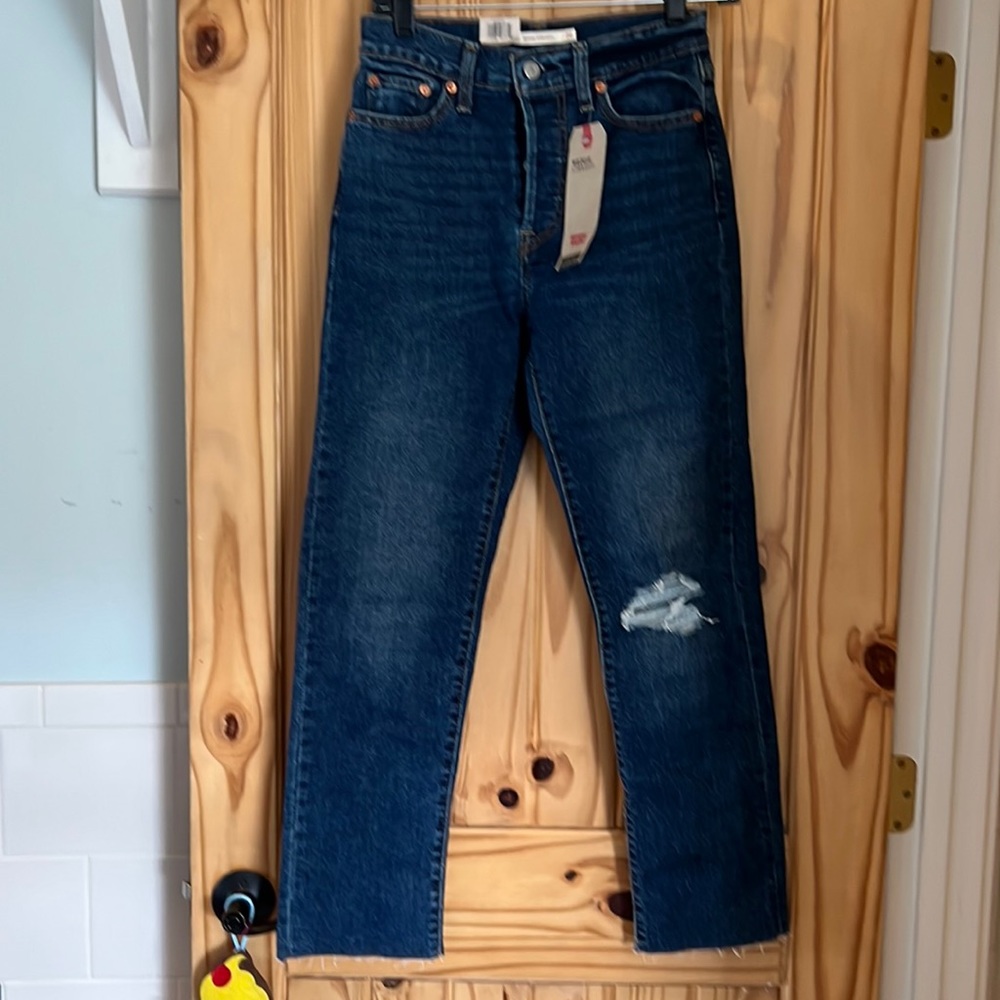Levi’s wedge straight.